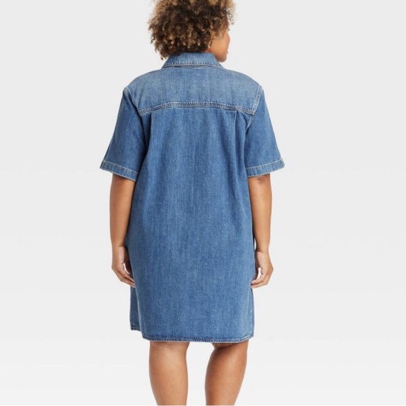Women's Short Sleeve Denim Mini Shirtdress - Universal Thread XXL - Picture 3 of 12